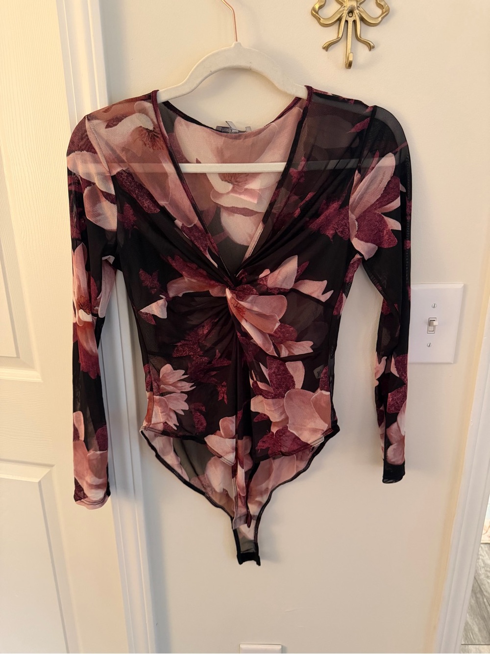 Sheer floral bodysuit